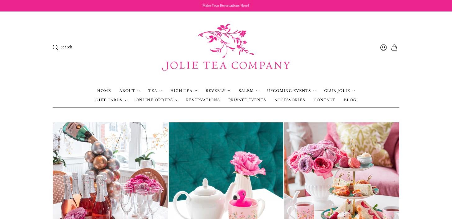 Jolie Tea Company website homepage